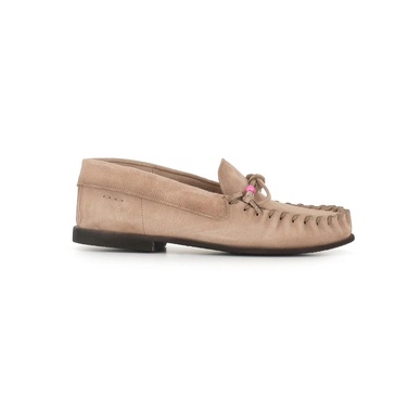 Beige Suede Loafer with Decorative Bow