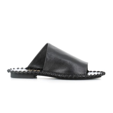 Black Leather Sandal Crafted Asymmetrically