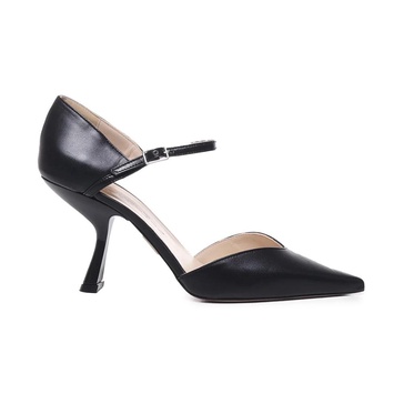Black Leather Closed Toe Heel