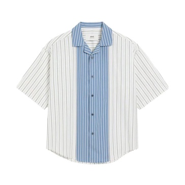 Vertical Striped Camp Collar Shirt