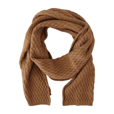 Brown Cashmere Cable Knit Scarf