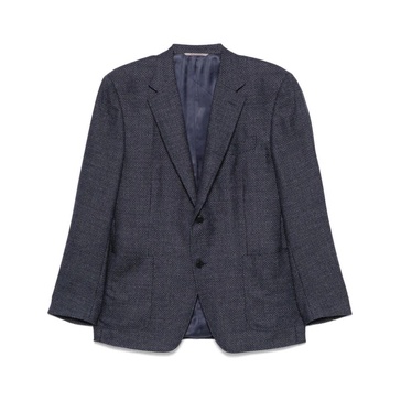 Navy Blue Buttoned Jacket with Pockets