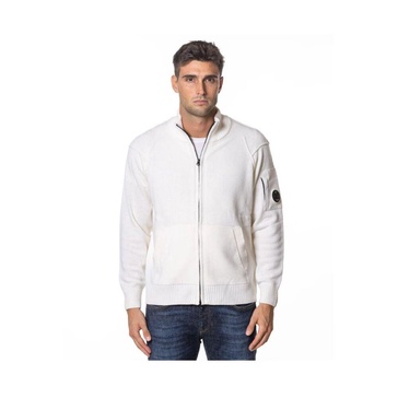 White Wool Cardigan with Zip Pocket