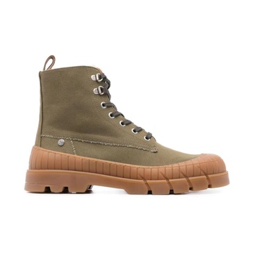 Khaki Lace-Up Rubber Sole Sneakers