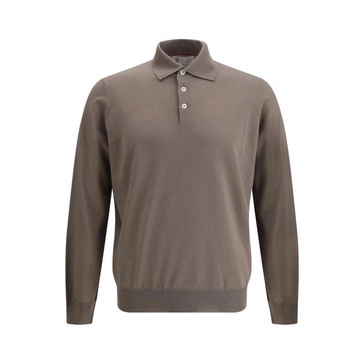 Ribbed Collar Wool Polo Shirt