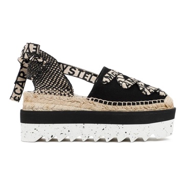 Black Lace-Up Espadrilles Sandals