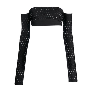 Black Studded Off-Shoulder Top