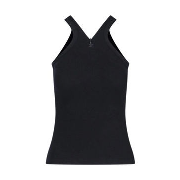 Black Ribbed V-Neck Sleeveless Top