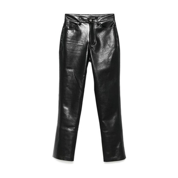 Black Faux Leather High-Waisted Jeans