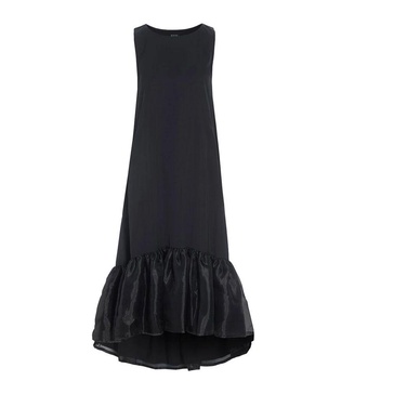 Black A-line Dress with Ruffle Hem