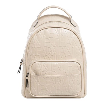 Logo Pattern Zip Backpack with Pockets