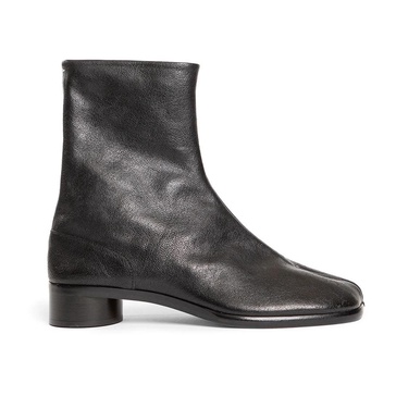 Black Leather Tabi Ankle Boots
