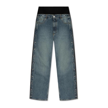 Jeans with detachable side stripes
