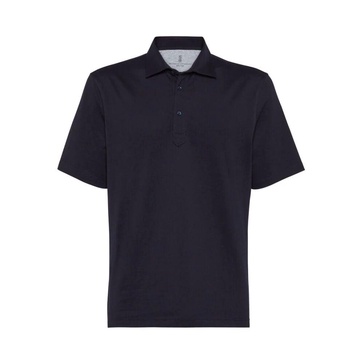 Navy Blue Cotton Polo Sweater