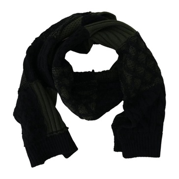 Elegant Wool Scarf in Black & Green