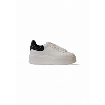 White Leather Fabric Sneakers Rubber Sole