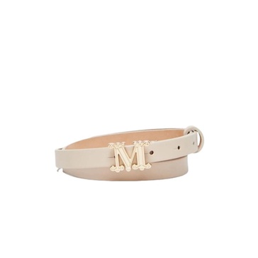 Monogram Leather Belt with Metal Buckle