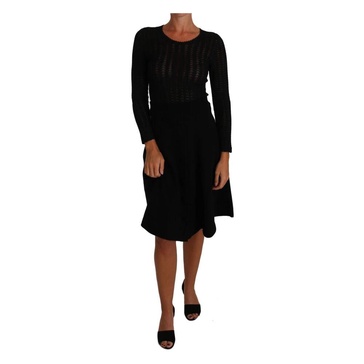 Black Knitted Wool Sheath Dress