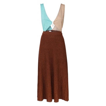 Cut-out Front Dress Beige Turquoise Brown