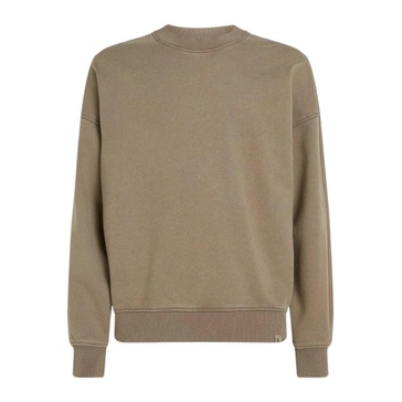 Beige Cotton Sweatshirt with Round Neck