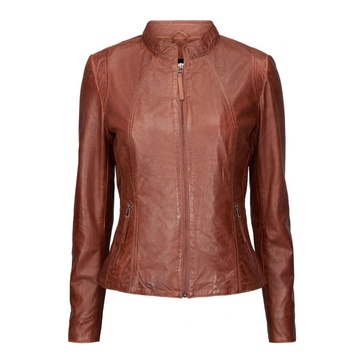 Leather Jacket with Zippered Waist Pockets