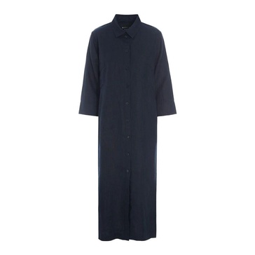 Dark Midnight Linen Shirt Dress