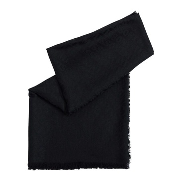 Luxurious Black Logo Print Scarf