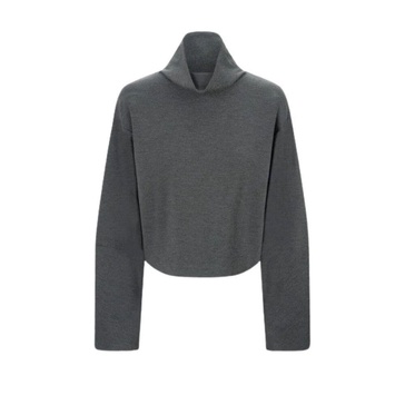 Heather Grey Ponte Top with Sculptural Sleeves