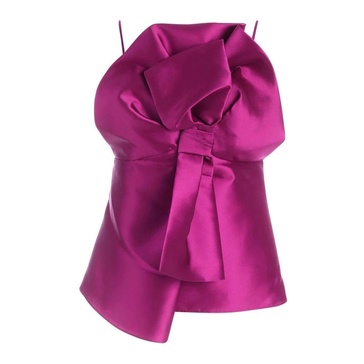 Fuchsia Silk Blend Maxi Bow Top