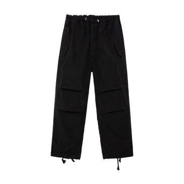 Canvas Parachute Pants with Reticulated Motif