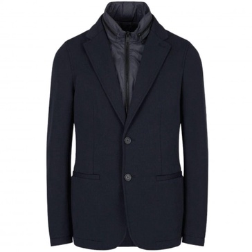Blue Formal Jacket with Hood
