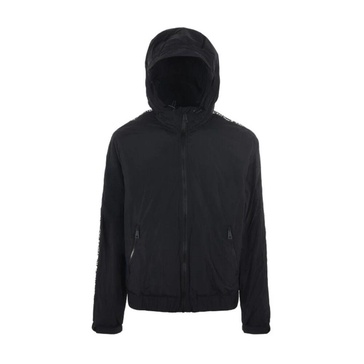 Nylon Hooded Jacket with Logo Bands