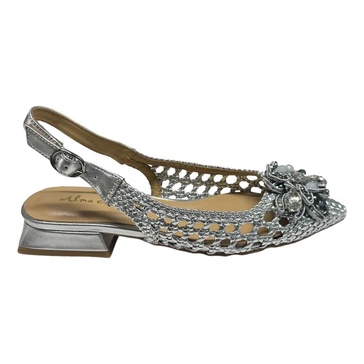 Woven leather ballerina with 3cm heel