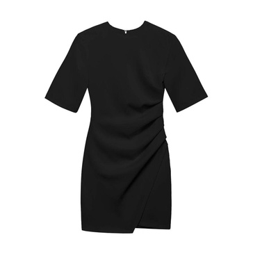 Black Elegant Draped Mini Dress