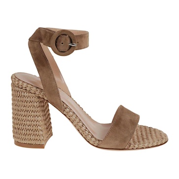 Brown Suede Block Heel Sandals