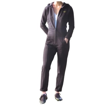 Hooded Jumpsuit in Cotton Elastane