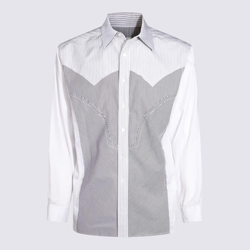 Maison Margiela White And Grey Cotton Shirt