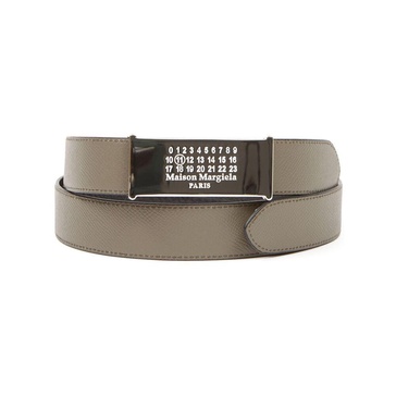 Brown Leather Logo Belt Punch-hole Detailing