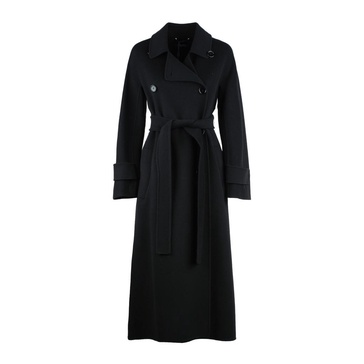 Max Mara Black Virgin Wool Trench Coat