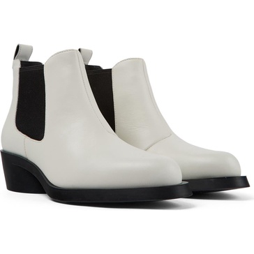 White Leather Chelsea Bootie for Women