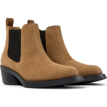 Brown nubuck ankle boots for women