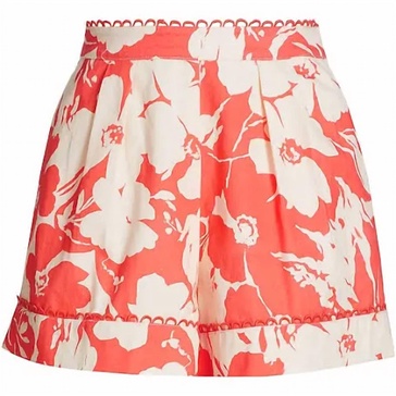 adyson flare shorts in coral flowers floral
