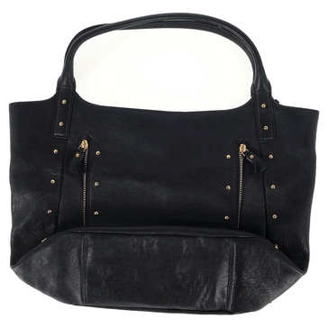 studded vere shopper bag in black leather