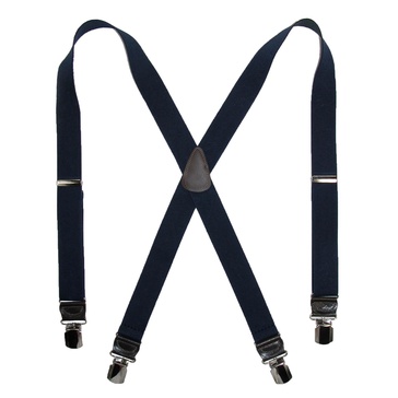 men's elastic anti slip pin clip suspenders with leather drop tabs