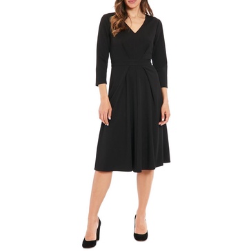 petites womens pleated polyester fit & flare dress