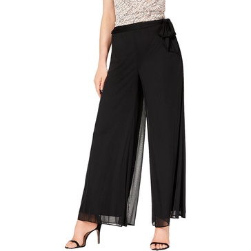 petites womens solid polyester wide leg pants