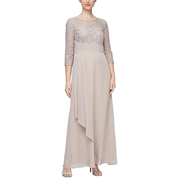 womens chiffon lace evening dress