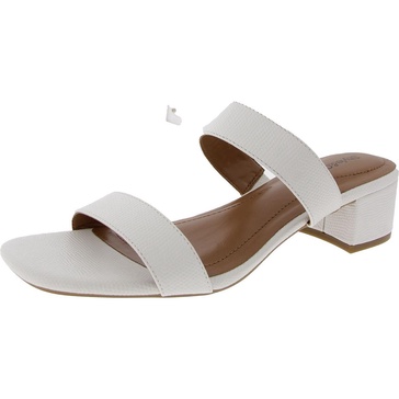 womens embossed faux leather slide sandals