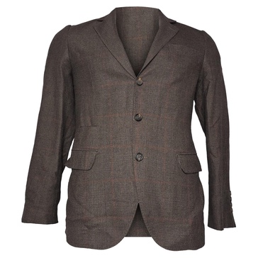 plaid single-breasted blazer in brown wool