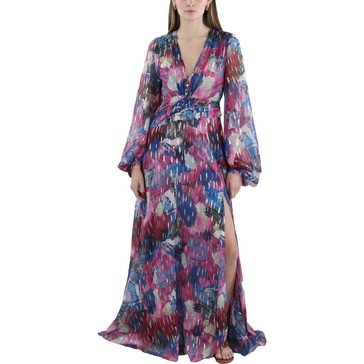 womens metallic full length maxi dress
